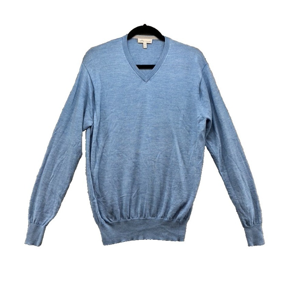 Peter Millar Wool Silk Sweater Jumper Mens Medium‎ Blue Preppy Office Business